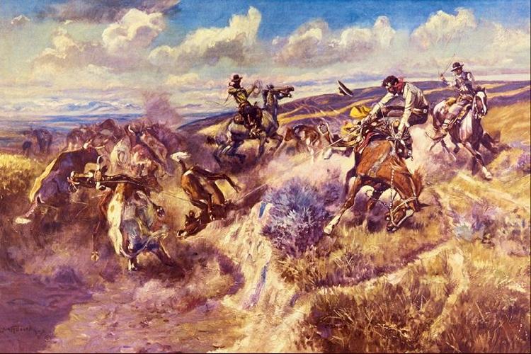 Charles M Russell Tight Dalley and a Loose Latigo Germany oil painting art